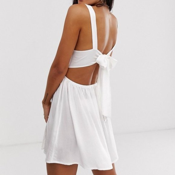 ASOS Dresses & Skirts - NWT ASOS White Tie Back Cross Front Split Sundress